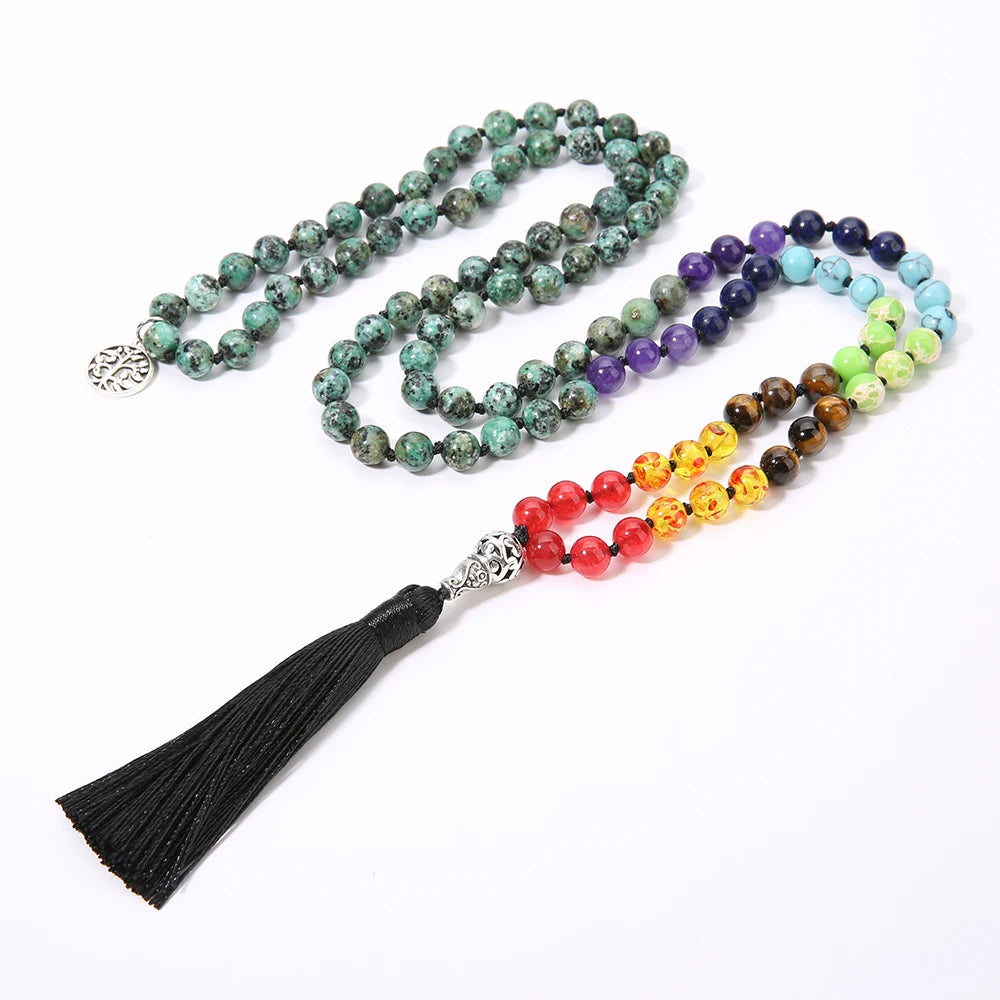 8mm African Turquoise 108-Bead Mala Necklace