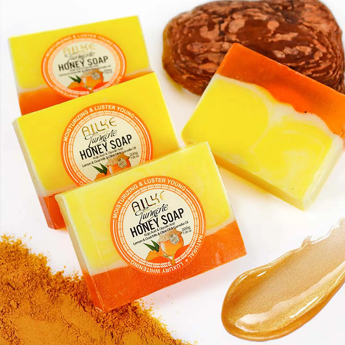 AILKE Natural Turmeric Honey Kojic Acid Soap Bar 200g