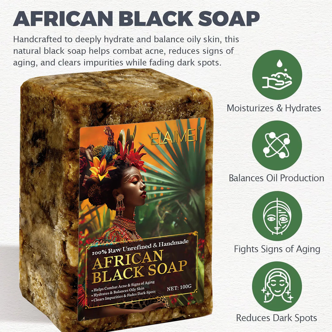 Raw African Black Soap for Oily Skin (Face & Body)